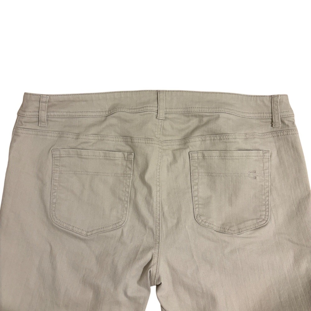 Chicos 2.5 Beige Tan Straight Leg Cotton Stretch Pants Sz 14 Embroidered Pockets - Picture 7 of 8